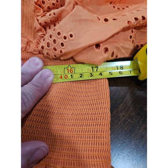 Sachin & Babi x Anthropologie Orange Eyelet Criss-Cross Babydoll Top Shirt Sz XS - Picture 6 of 6